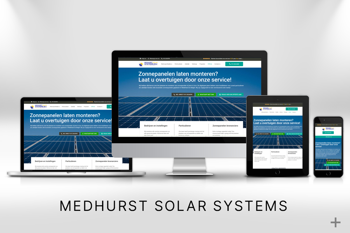 Website gemaakt voor Medhurst Solar Systems door 2B Media uit Delft