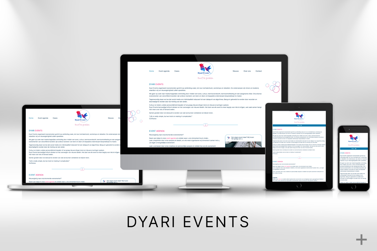Website project website gemaakt en Google geoptimaliseerd voor Dyari Events door 2B Media uit Delft