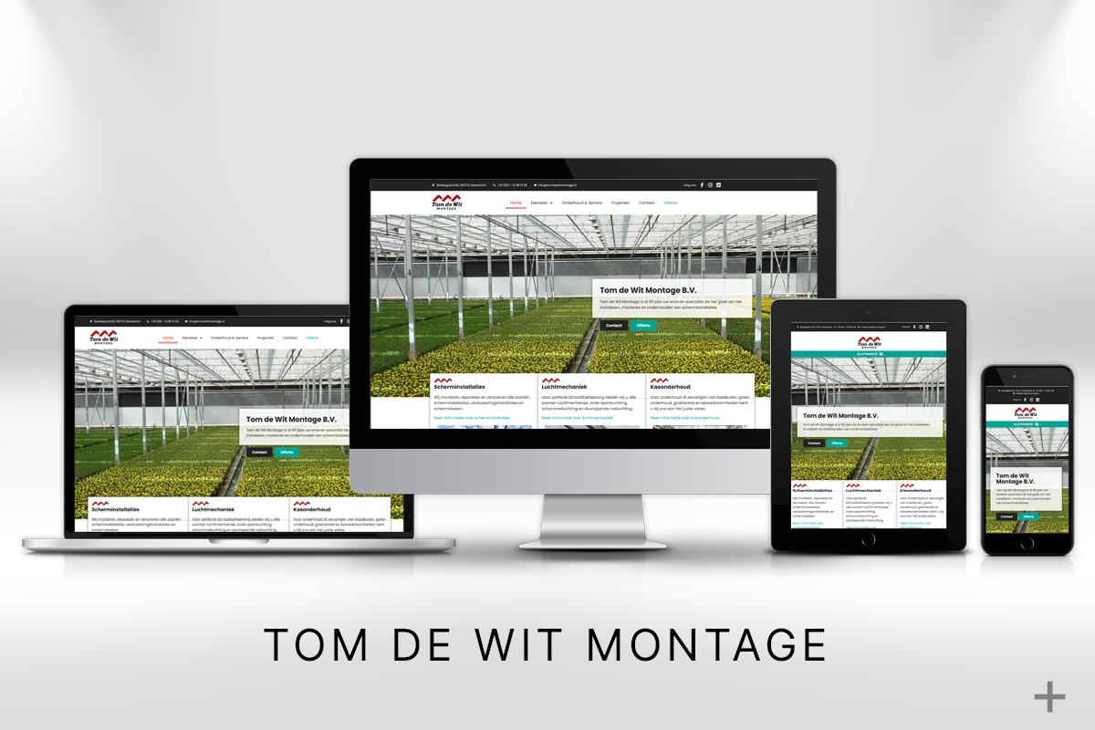 Website project website gemaakt en Google geoptimaliseerd voor Tom de Wit Montage BV door 2B Media uit Delft