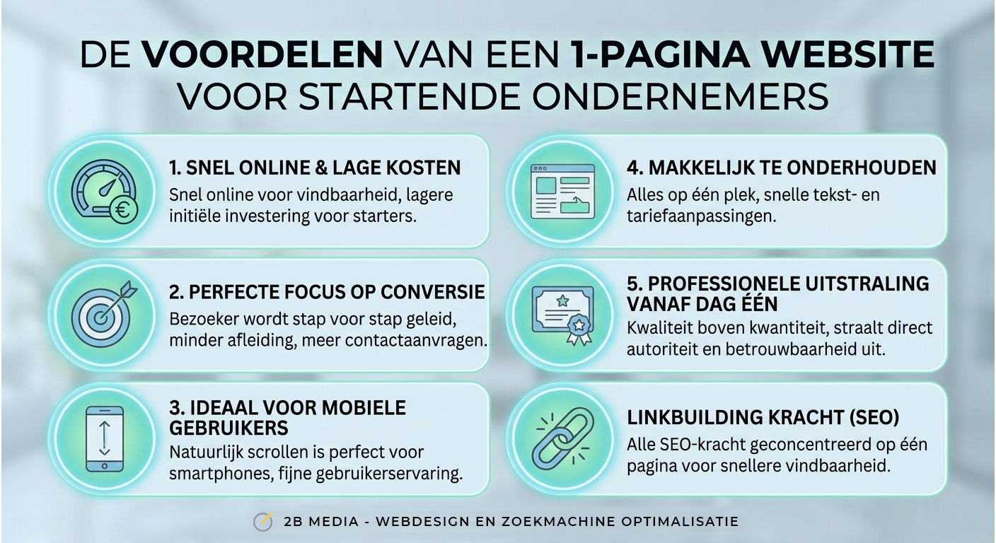 Infographic blog: De voordelen van een 1-pagina website voor startende ondernemers.